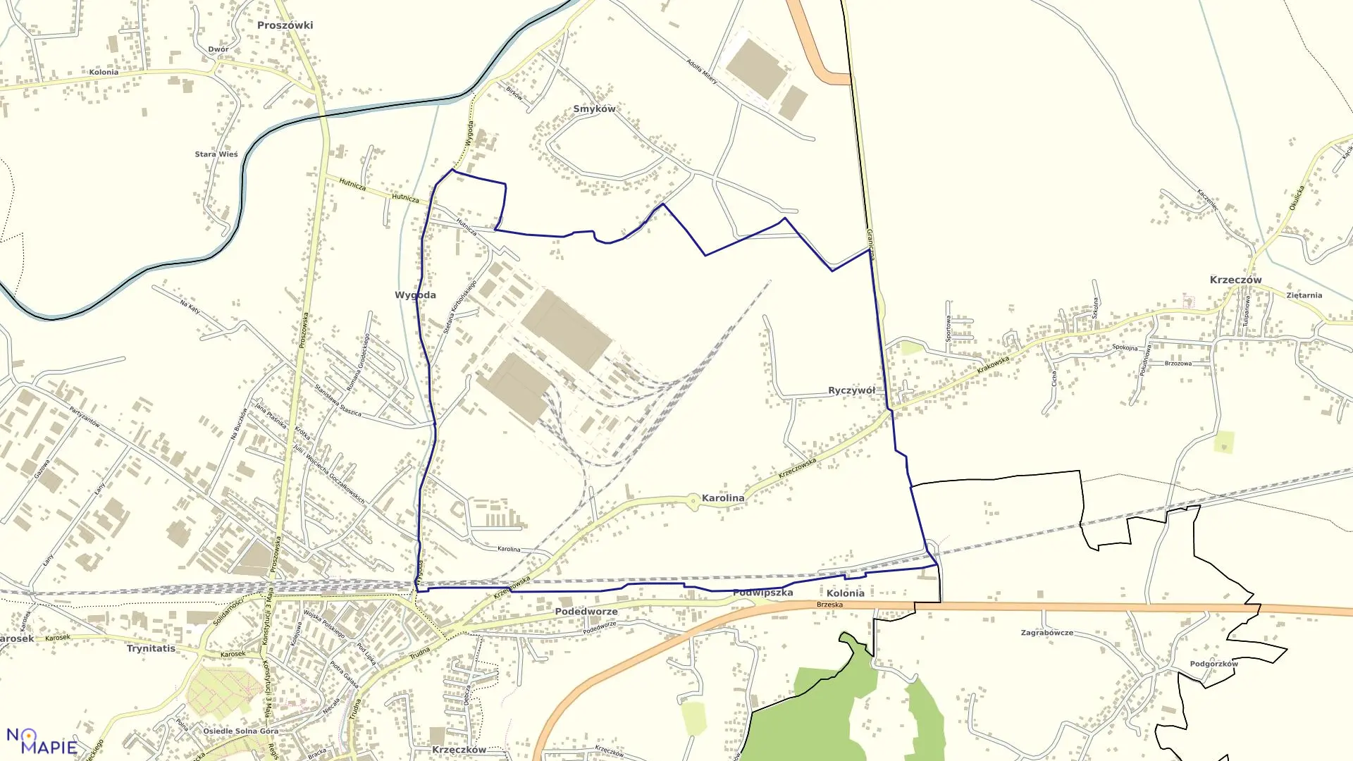 Mapa obrębu Bochnia-3 w mieście Bochnia