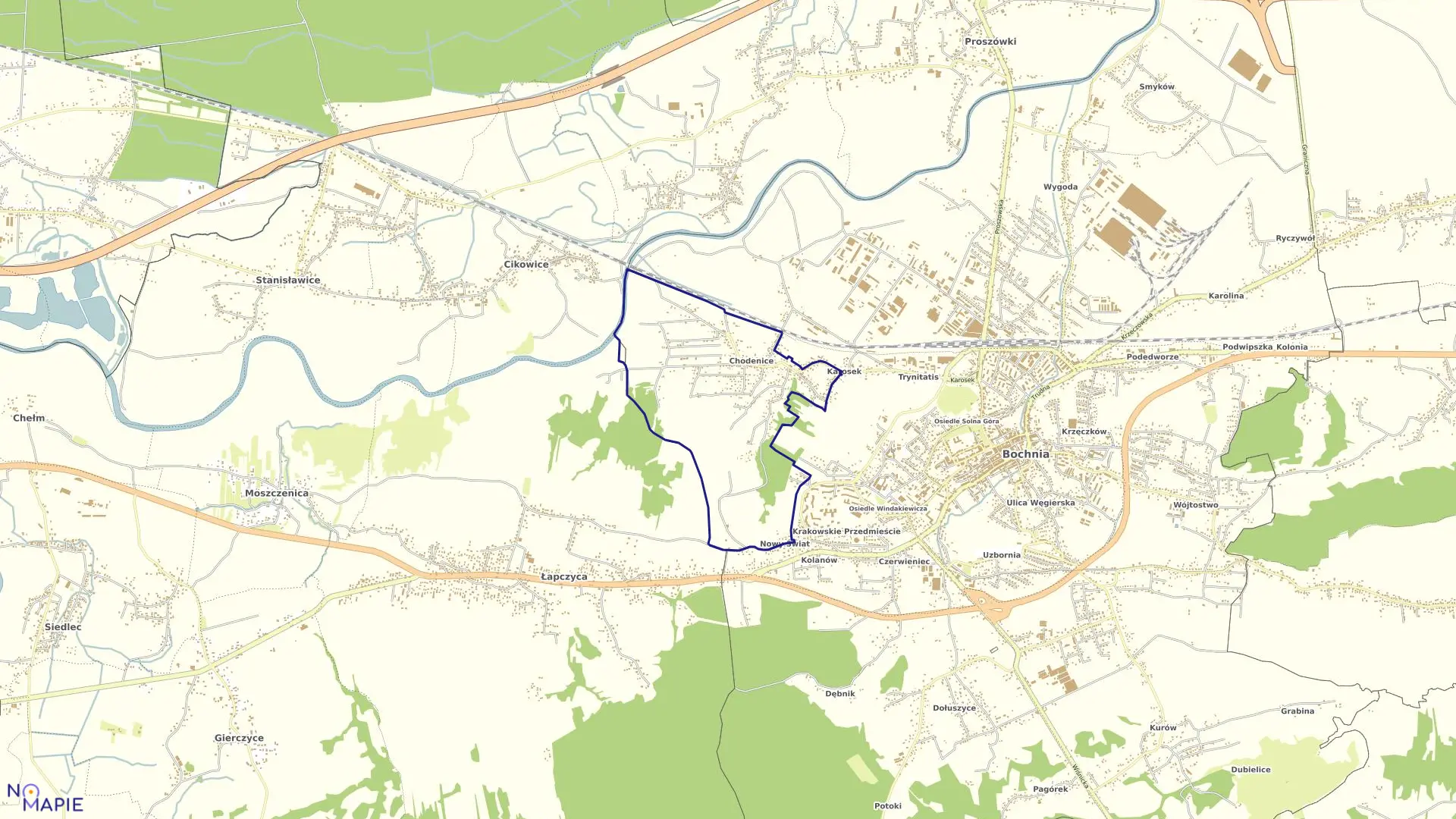 Mapa obrębu Bochnia-4 w mieście Bochnia