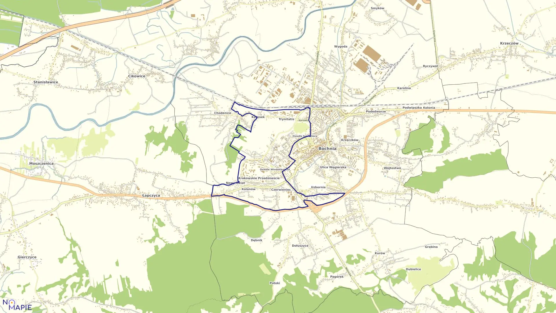 Mapa obrębu Bochnia-5 w mieście Bochnia