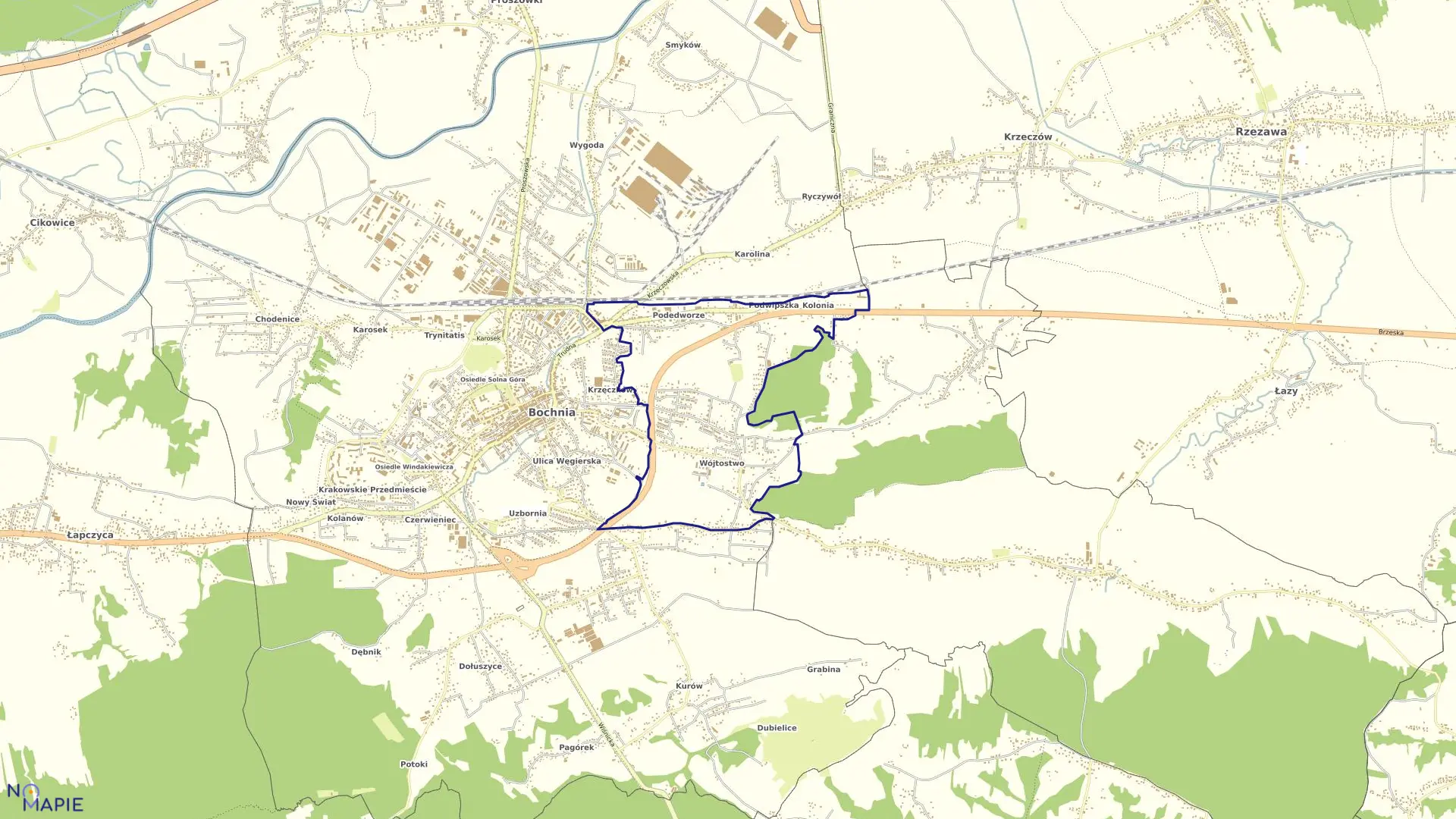 Mapa obrębu Bochnia-7 w mieście Bochnia