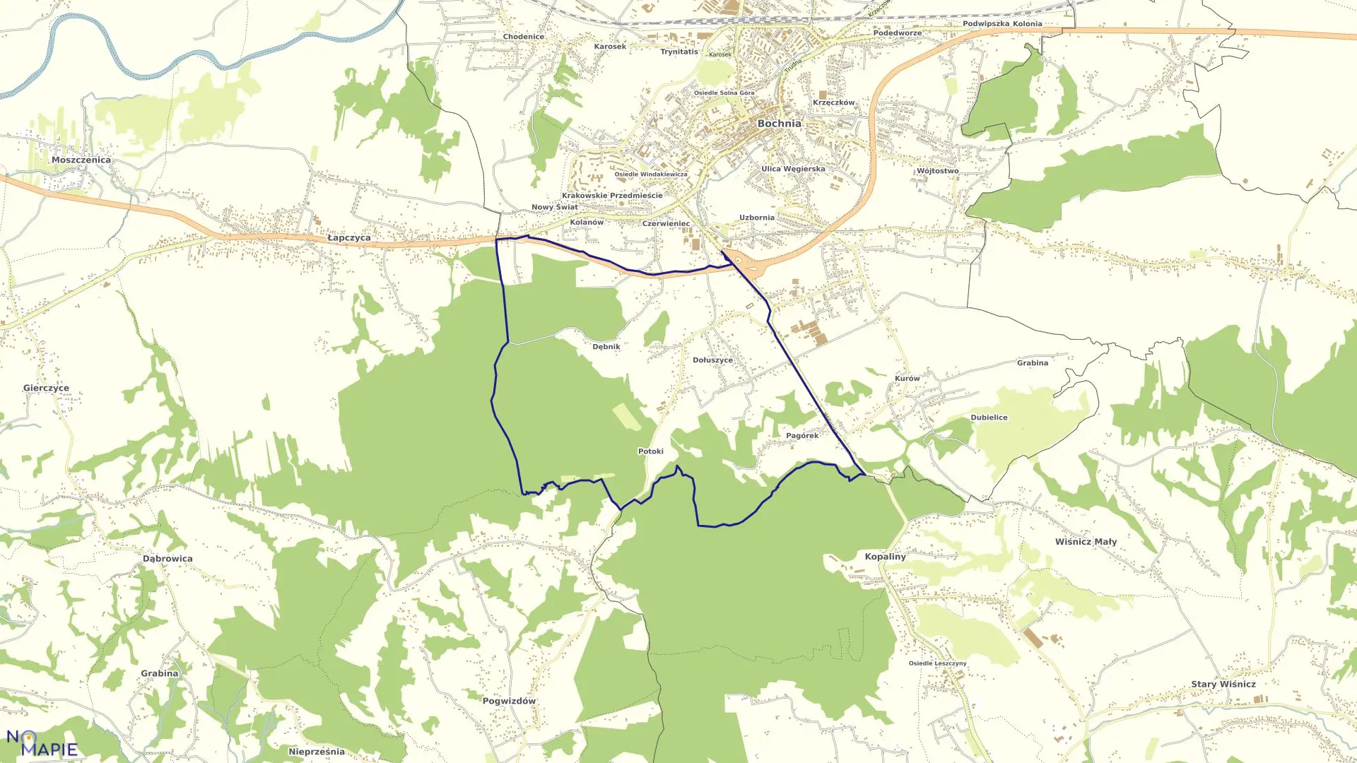 Mapa obrębu Bochnia-8 w mieście Bochnia