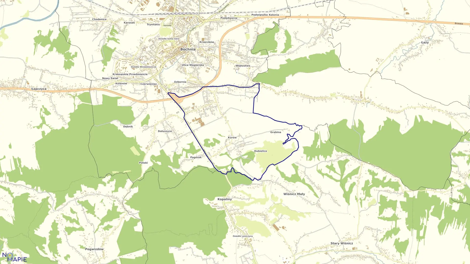 Mapa obrębu Bochnia-9 w mieście Bochnia